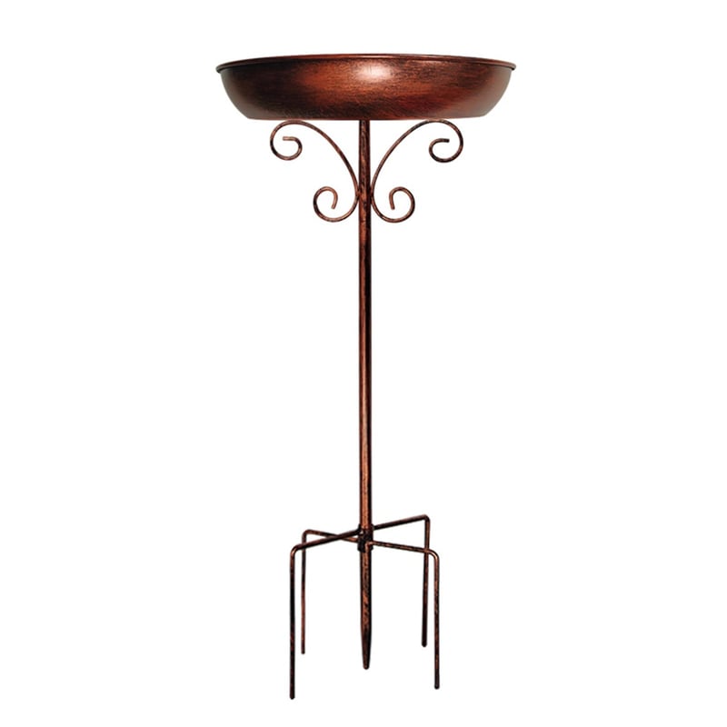 Suport pentru adăpătoare de păsări din metal Andiwa pentru grădină, bol vintage pentru hrănirea păsărilor cu bază cu 5 picioare, decor cu frunze, ornament pentru grădină și terasă