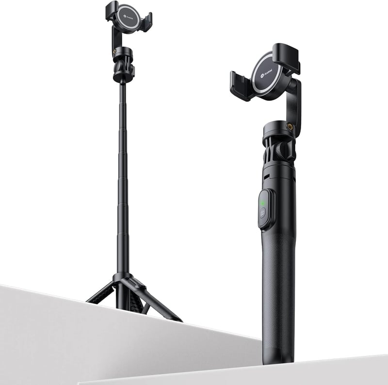 andobil Mágneses Szelfibot Állvány MagSafe Kompatibilis, Bluetooth Távirányítóval, 160 cm-ig Kihúzható Tripod iPhone 16/15/14/13 Telefonokho