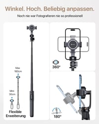 andobil Mágneses Szelfibot Állvány MagSafe Kompatibilis, Bluetooth Távirányítóval, 160 cm-ig Kihúzható Tripod iPhone 16/15/14/13 Telefonokho 5