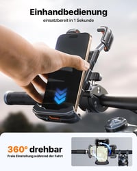 andobil Univerzális Telefontartó Kerékpárra és Motorra - 360° Forgatható, Ütésálló, Egykezes Használat, 15-46mm Kormányra, iPhone/Samsung Ko 8
