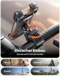 andobil Univerzális Telefontartó Kerékpárra és Motorra - 360° Forgatható, Ütésálló, Egykezes Használat, 15-46mm Kormányra, iPhone/Samsung Ko 6