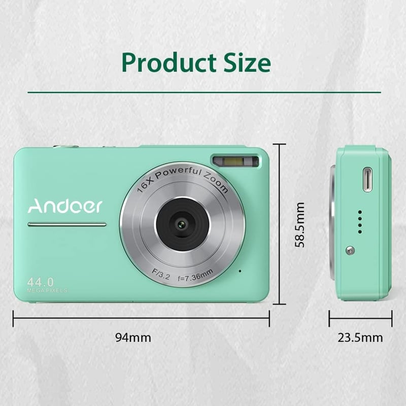 Andoer 44MP digitális fényképezőgép 1080P videó 16X zoom 32GB memóriakártya