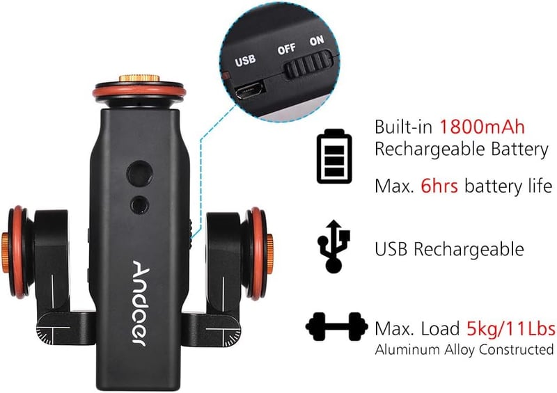 Andoer L4 PRO motorozott kamera csúszka elektromos sín távirányítóval és akkumulátorral