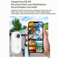 Mini akčná kamera Andoer 1080P WiFi športová kamera so 120° širokým uhlom záberu, magnetickým popruhom na krk, vodotesným puzdrom a 32GB TF kartou, biela 8
