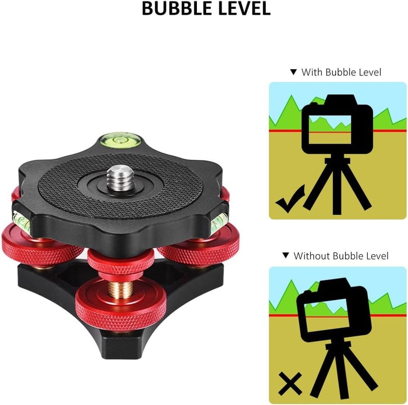 Andoer Tripod Leveling Base Alumínium Szintezővel Canon Nikon Sony DSLR Kamerához