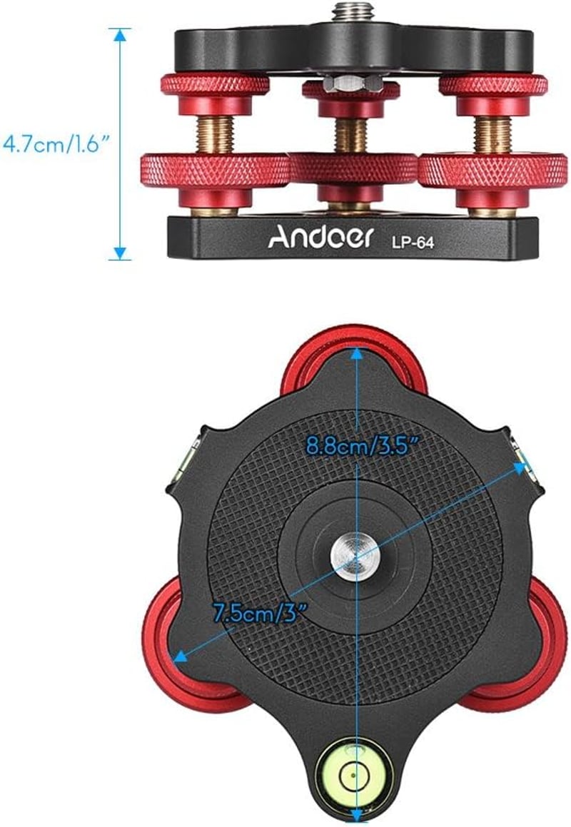 Andoer Tripod Leveling Base Alumínium Szintezővel Canon Nikon Sony DSLR Kamerához