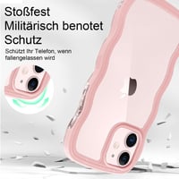 Kryt na iPhone 11 6,1 palca, ružový s vlnitým rámom, nárazuvzdorný, pevný PC zadný kryt pre ženy a dievčatá, s vojenskou úrovňou ochrany 3