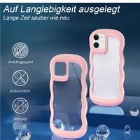 Kryt na iPhone 11 6,1 palca, ružový s vlnitým rámom, nárazuvzdorný, pevný PC zadný kryt pre ženy a dievčatá, s vojenskou úrovňou ochrany 5