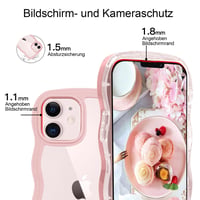 Kryt na iPhone 11 6,1 palca, ružový s vlnitým rámom, nárazuvzdorný, pevný PC zadný kryt pre ženy a dievčatá, s vojenskou úrovňou ochrany 2