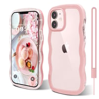 Kryt na iPhone 11 6,1 palca, ružový s vlnitým rámom, nárazuvzdorný, pevný PC zadný kryt pre ženy a dievčatá, s vojenskou úrovňou ochrany 1
