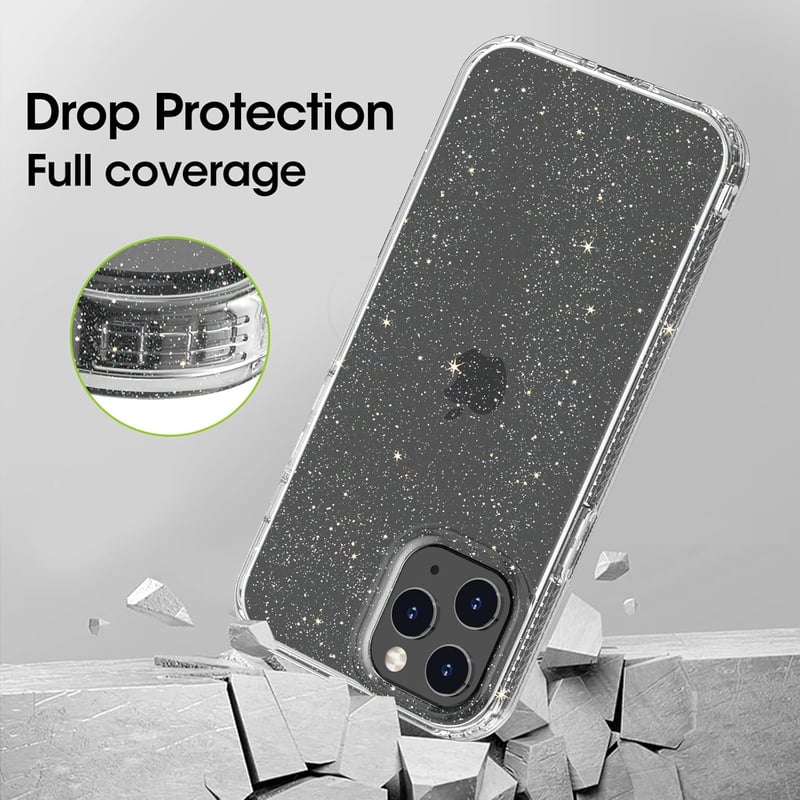 Andwing iPhone 12 Pro Max Átlátszó Csillogó Tok - Kristály TPU Védőtok Ütésálló Karcolásvédő Vékony Mobiltok 6.7"