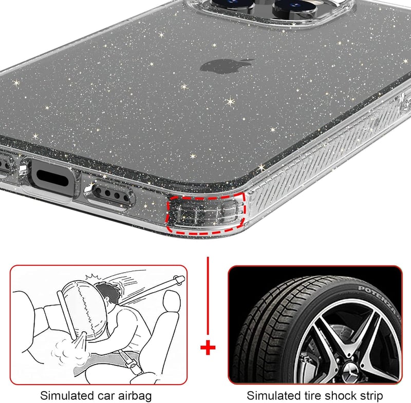 Andwing iPhone 12 Pro Max Átlátszó Csillogó Tok - Kristály TPU Védőtok Ütésálló Karcolásvédő Vékony Mobiltok 6.7"