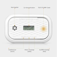 Andyssey ZA326 Szén-monoxid Érzékelő LCD Kijelzővel, Hordozható CO Riasztó Cserélhető Elemmel, 10 Éves Szenzor, 85 dB Hangerő 5