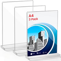 Aneco set 3 suporturi tip T A4, suport meniu vertical față-verso, suport acrilic pentru masă, tăbliță plexiglas pentru restaurante, cafenele, birouri 1