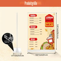 Aneco set 3 suporturi tip T A4, suport meniu vertical față-verso, suport acrilic pentru masă, tăbliță plexiglas pentru restaurante, cafenele, birouri 2
