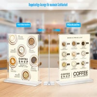 Aneco set 3 suporturi tip T A4, suport meniu vertical față-verso, suport acrilic pentru masă, tăbliță plexiglas pentru restaurante, cafenele, birouri 5