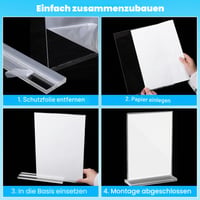 Aneco set 3 suporturi tip T A4, suport meniu vertical față-verso, suport acrilic pentru masă, tăbliță plexiglas pentru restaurante, cafenele, birouri 7