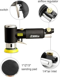 Anesty 25-75 mm Pneumatikus Orbitális Csiszoló Autó Polírozó Gép 4