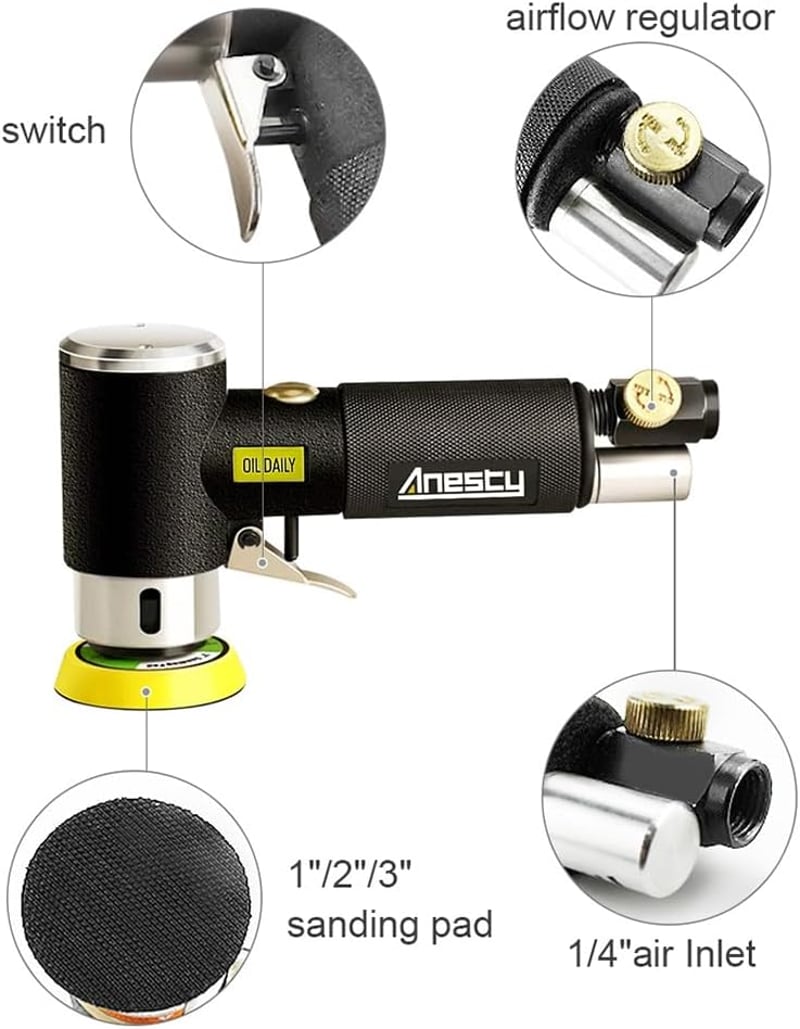 Anesty 25-75 mm Pneumatikus Orbitális Csiszoló Autó Polírozó Gép