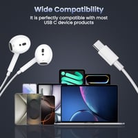 Căști cu fir USB-C Anferu pentru iPhone 15, 16, 17 Plus, Pro, Max, Air, cu microfon stereo HiFi, compatibile cu iPad Pro, Mini și Samsung S25, S24, S23 4