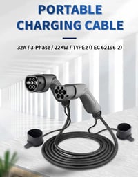 ANFIL Háromfázisú Töltőkábel Elektromos Autókhoz Type 2 - Type 2 Csatlakozó 22kW 32A 5 Méter Gyorstöltő Kábel 2