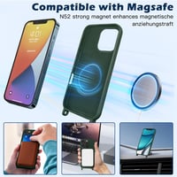 Anfire kryt na Xiaomi 15 s popruhom na krk, magnetický silikónový obal na telefón kompatibilný s MagSafe, s nastaviteľnou a odnímateľnou retiazkou, tmavozelený 2