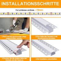 Angdarun LED Gipszkarton Profil 18 mm-es LED Szalagokhoz, 10 db x 1 Méteres Alumínium Diffúzor Szett Falra és Mennyezetre, Philips Hue Kompa 4