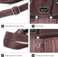 Angel Barcelo Női Hobo Táska PU Bőr Válltáska Crossbody Kézi Táska Lila Színben 7