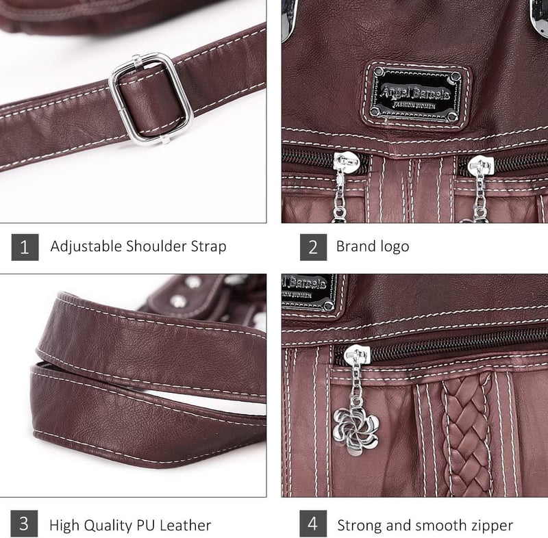 Angel Barcelo Női Hobo Táska PU Bőr Válltáska Crossbody Kézi Táska Lila Színben
