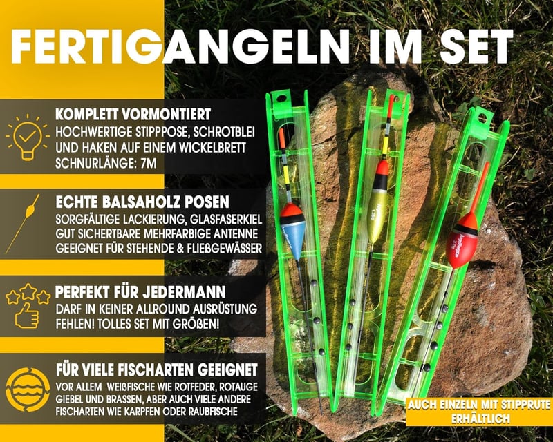 Angel-Berger Horgász szett 3 féle komplett úszós horgászfelszerelés készlet