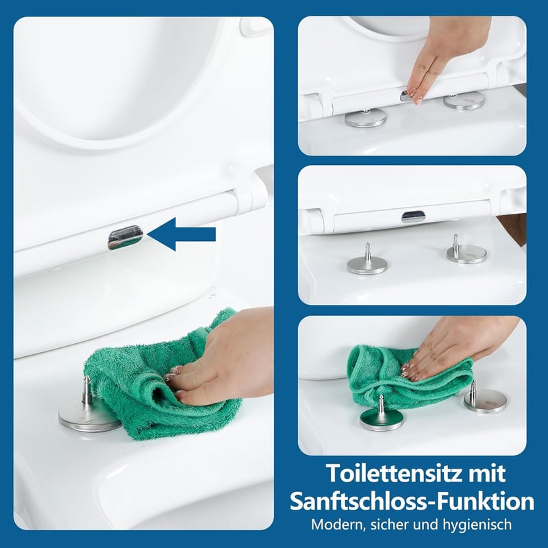Angel Shield WC ülőke D-alakú fehér antibakteriális soft-close mechanizmussal