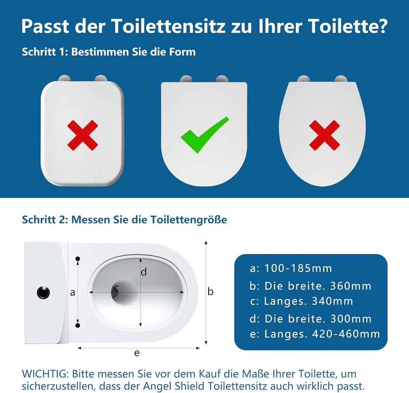 Angel Shield WC ülőke D-alakú fehér antibakteriális soft-close mechanizmussal