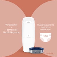 Găleată pentru scutece Angelcare Classic XL – Alb, cu 1 rezervă inclusă, consum de folie de 5 ori mai mic, sistem ecologic 2
