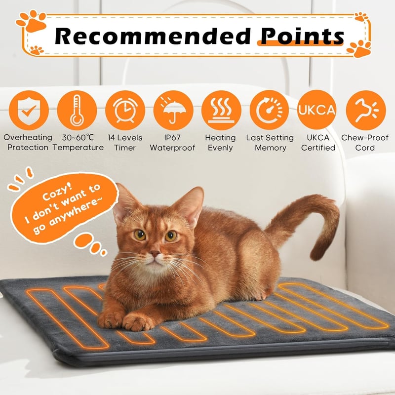 Angelpet L 45x70cm elektromos fűtőpad kutyáknak és macskáknak, 30-60°C, 14 időzítő
