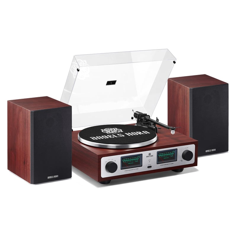 ANGELS HORN AH6 vintage lemezjátszó Bluetooth HiFi polcsugárzókkal és előerősítővel