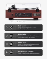 ANGELS HORN Vintage Lemezjátszó Bluetooth HiFi Beépített Hangszóróval és Előerősítővel 6