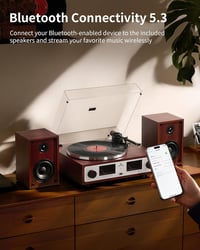 ANGELS HORN Vintage Lemezjátszó Bluetooth HiFi Beépített Hangszóróval és Előerősítővel 2