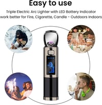 AngLink USB-s elektromos öngyújtó, szélálló plazma gyújtó LED kijelzővel 5