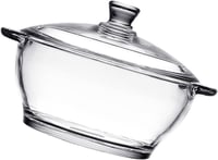 Angoily 1300 ml üveg főzőedény fedővel, hőálló üvegedény 1