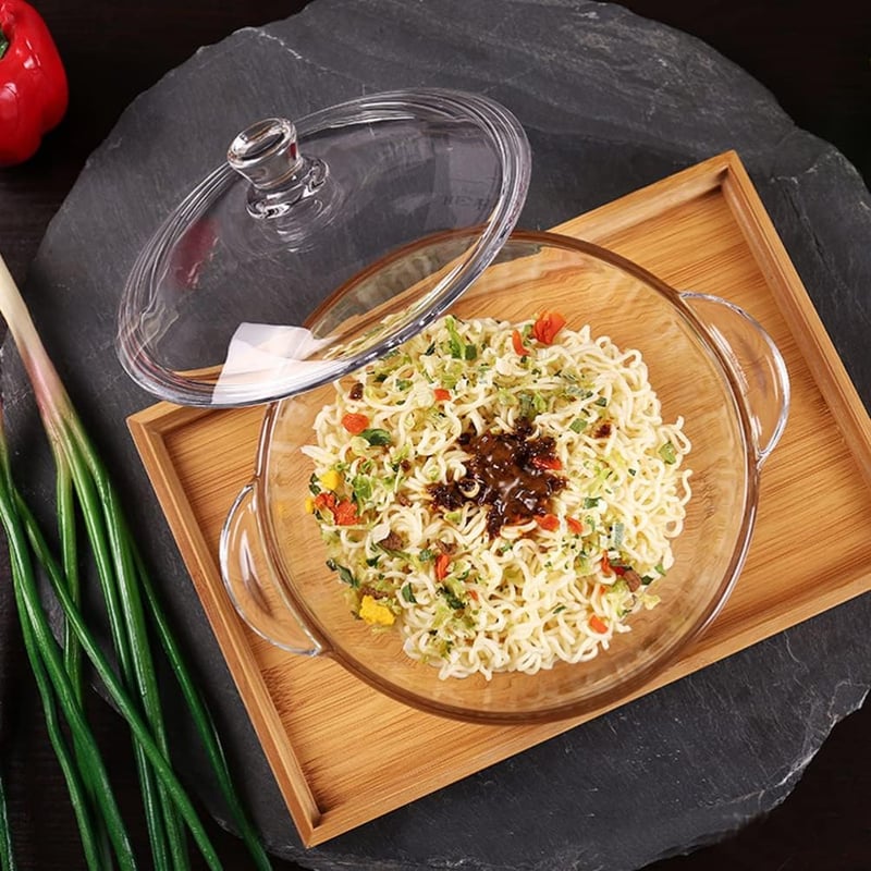 Angoily 1300 ml üveg főzőedény fedővel, hőálló üvegedény