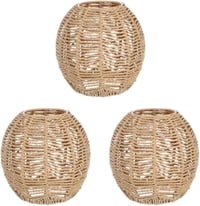 Angoily 3 darabos fonott lámpaernyő rattan függőlámpa vintage 14x15 cm 1