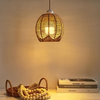 Angoily 3 darabos fonott lámpaernyő rattan függőlámpa vintage 14x15 cm 9