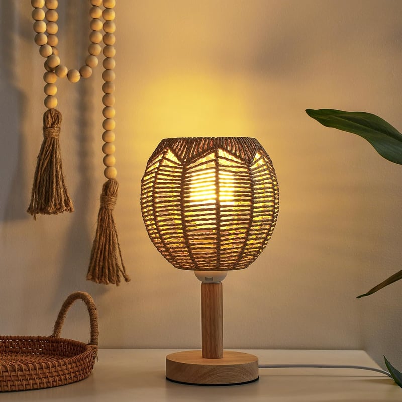Angoily 3 darabos fonott lámpaernyő rattan függőlámpa vintage 14x15 cm