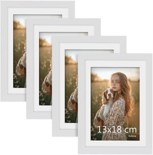 Anhow set okvira za slike 4 kom., 13x18 cm (za fotografiju 10x15 cm), zidni ili stolni - bijeli