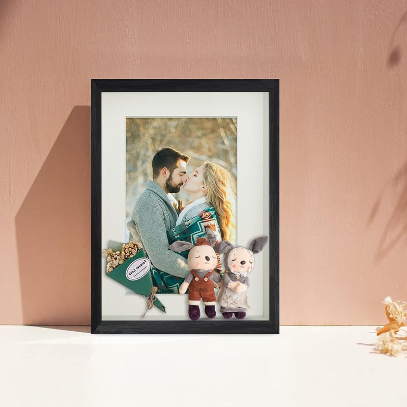 Anhow 3D mély fotókeret készlet 20x30 cm fekete 2 darab üveges dobozkeret 15x