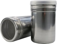 Anicy 2 db rozsdamentes porcukor, kakaó és cappuccino shaker fedéllel sablonnal, kávé, csoki, cukor, só, liszt szóráshoz 1
