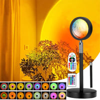 Lampa de apus Aniepaa, proiector cu USB, 24 de culori, 4 moduri dinamice, rotație 180°, două telecomenzi, lumină de noapte LED cu înălțime reglabilă, pentru selfie-uri și petreceri 1