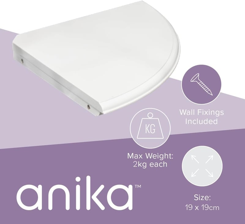 Anika Lebegő Sarokpolc Fehér MDF 19x19cm Szerelési Készlettel