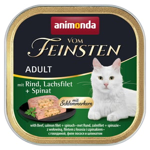 animonda Vom Feinsten macskaeledel Schlemmerkern marhahússal, lazacfilével és spenóttal – 32 x 100 g nedves táp