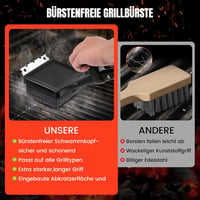 ANJUKE 4 az 1-ben grillkefe rozsdamentes acél kaparóval és cserélhető fejjel - DE-Grillbürste schwarz, Black 6